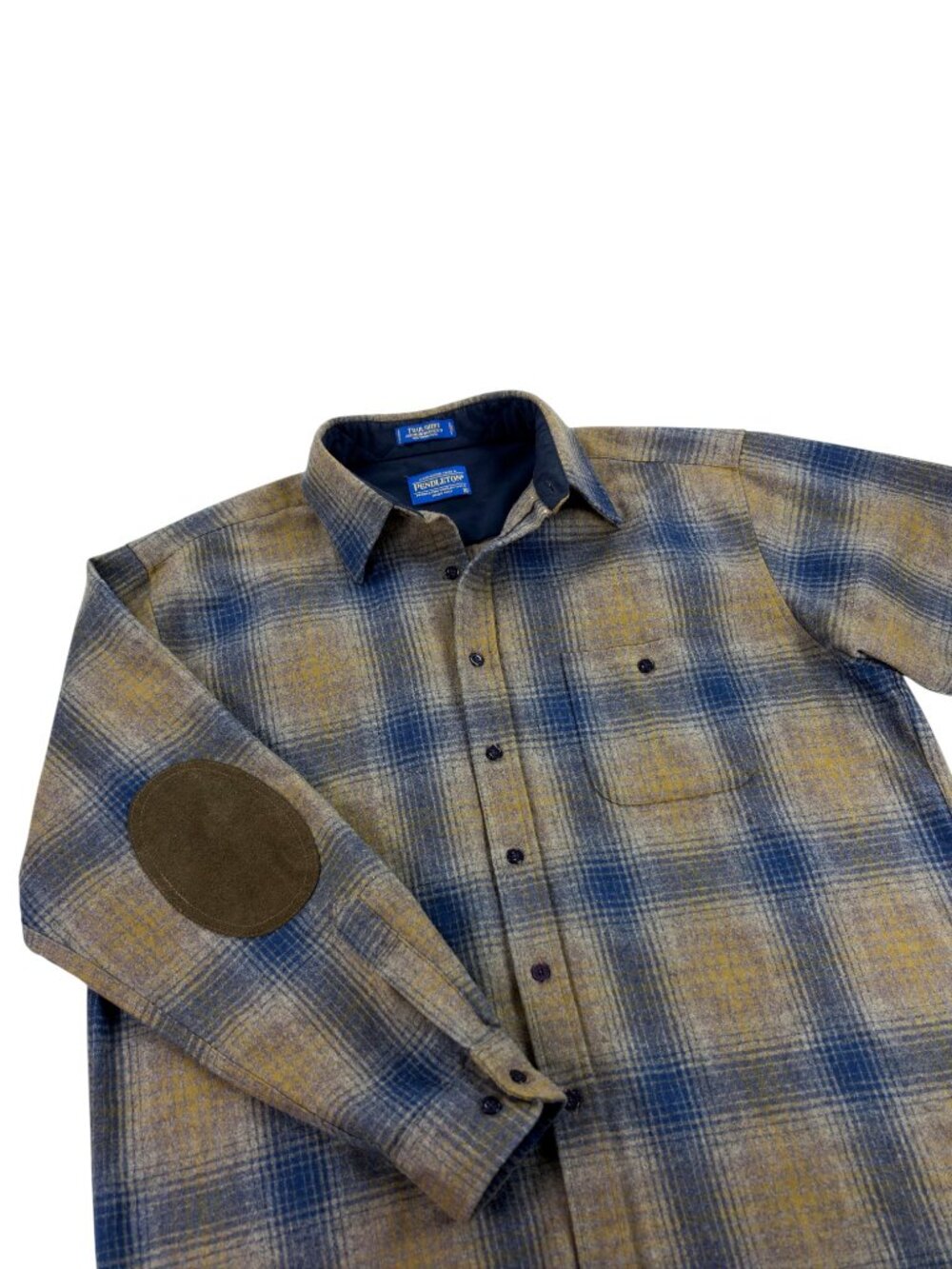 Pendleton Virgin Wool Flannel Trail Shirt Mens Size XL Washable Brown/Blue Plaid